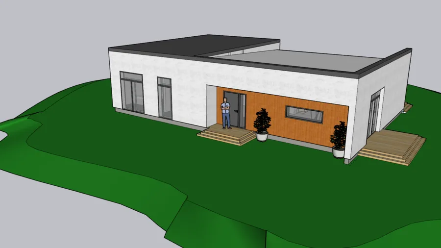 Single-storey house, modelled in SketchUp